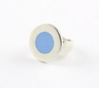 Runder-Ring, 925/ooo Silber, Feueremaille, hellblau, Christina WESKOTT