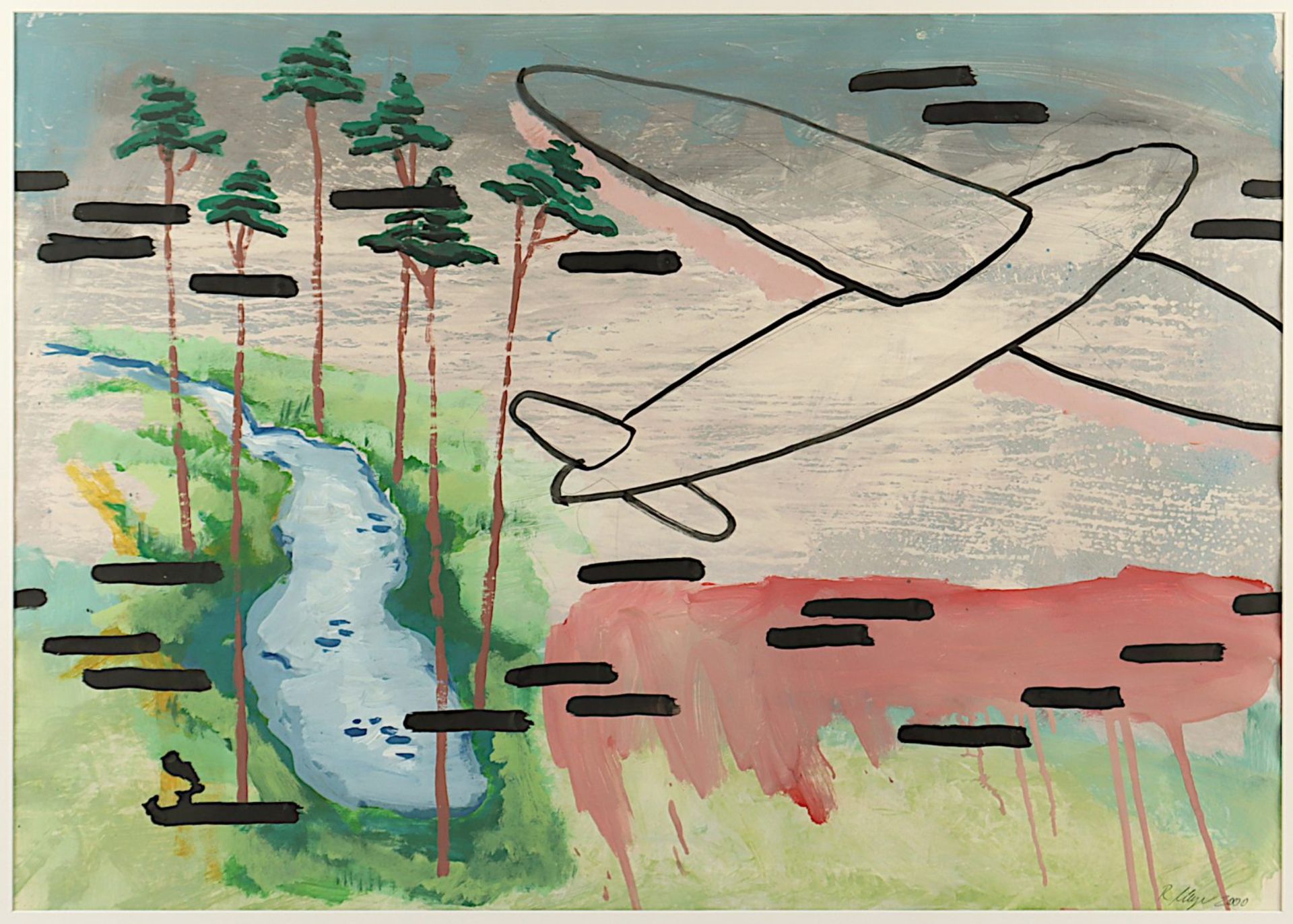 Meyer, R., "Landschaft mit Flugzeug", R. - Image 2 of 3