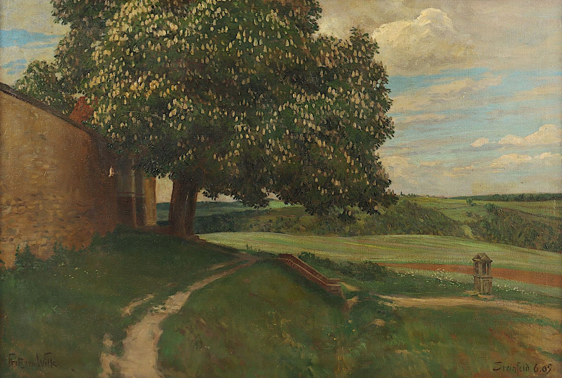 WILLE, Fritz von (1860-1941), "Kastanienblüte am Kloster Steinfeld in der Eifel", R.