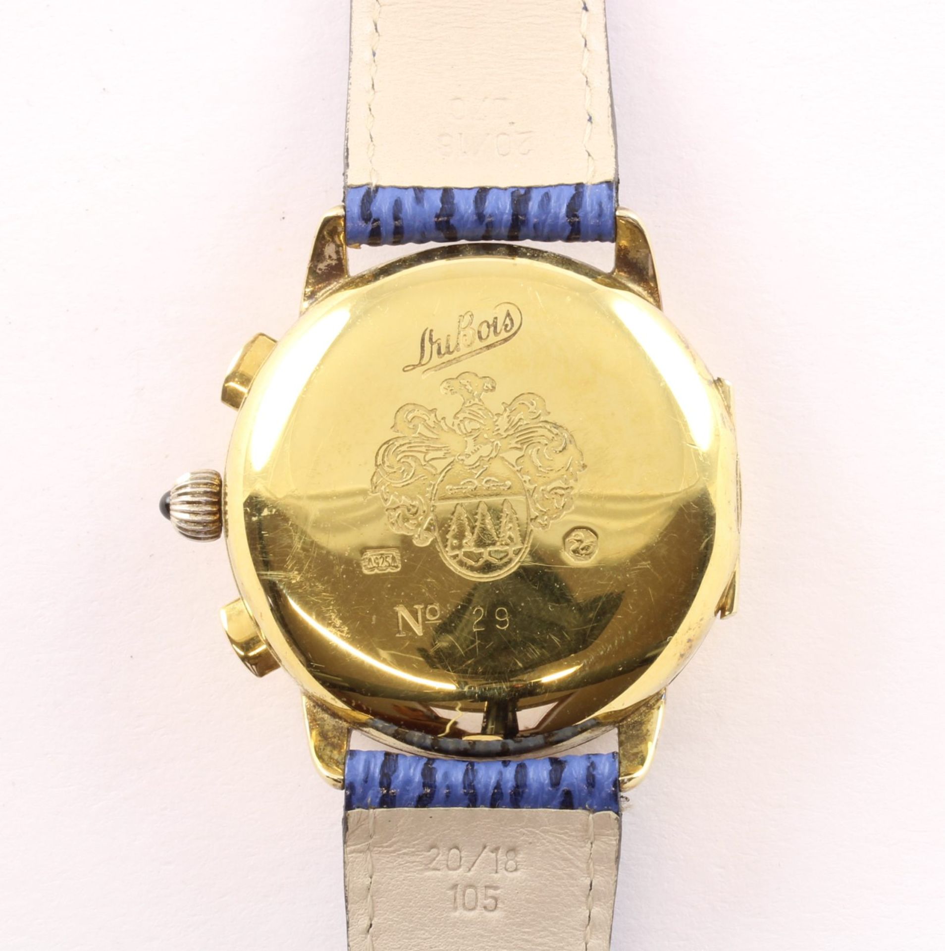 Armbanduhr, 925/ooo Silber, vergoldet, Philippe Du Bois, "Le Chronographe 1910", Edition 38 - Bild 2 aus 3