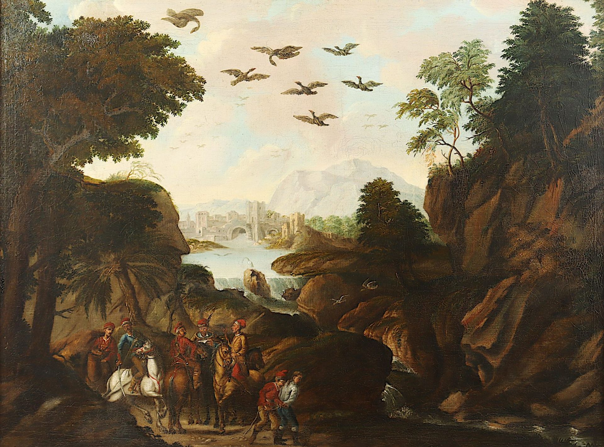 BOTH, Jan (ca.1618-1652), Umkreis/Schule, Soldaten mit einem Gefangenen vor idealisierter Landschaft