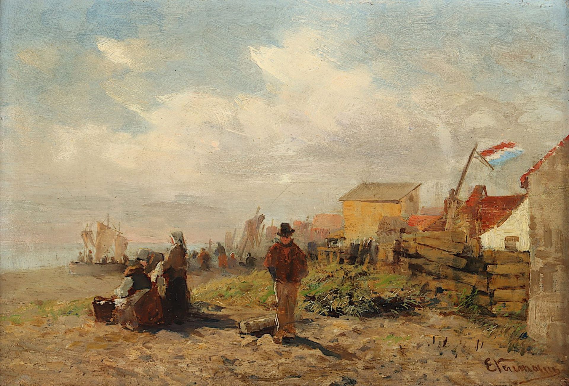 Neumann, Emil Friedrich (1842-1903), "Fischer an der holländischen Küste", R.