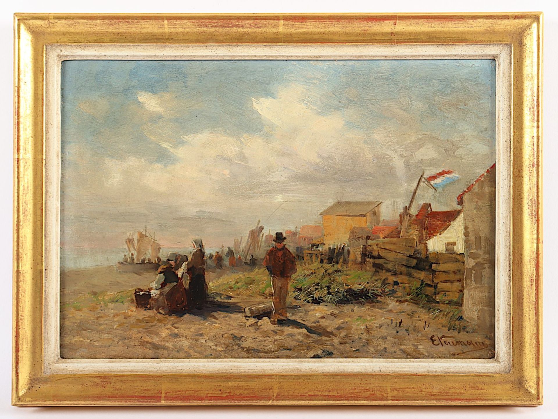 Neumann, Emil Friedrich (1842-1903), "Fischer an der holländischen Küste", R. - Bild 2 aus 3