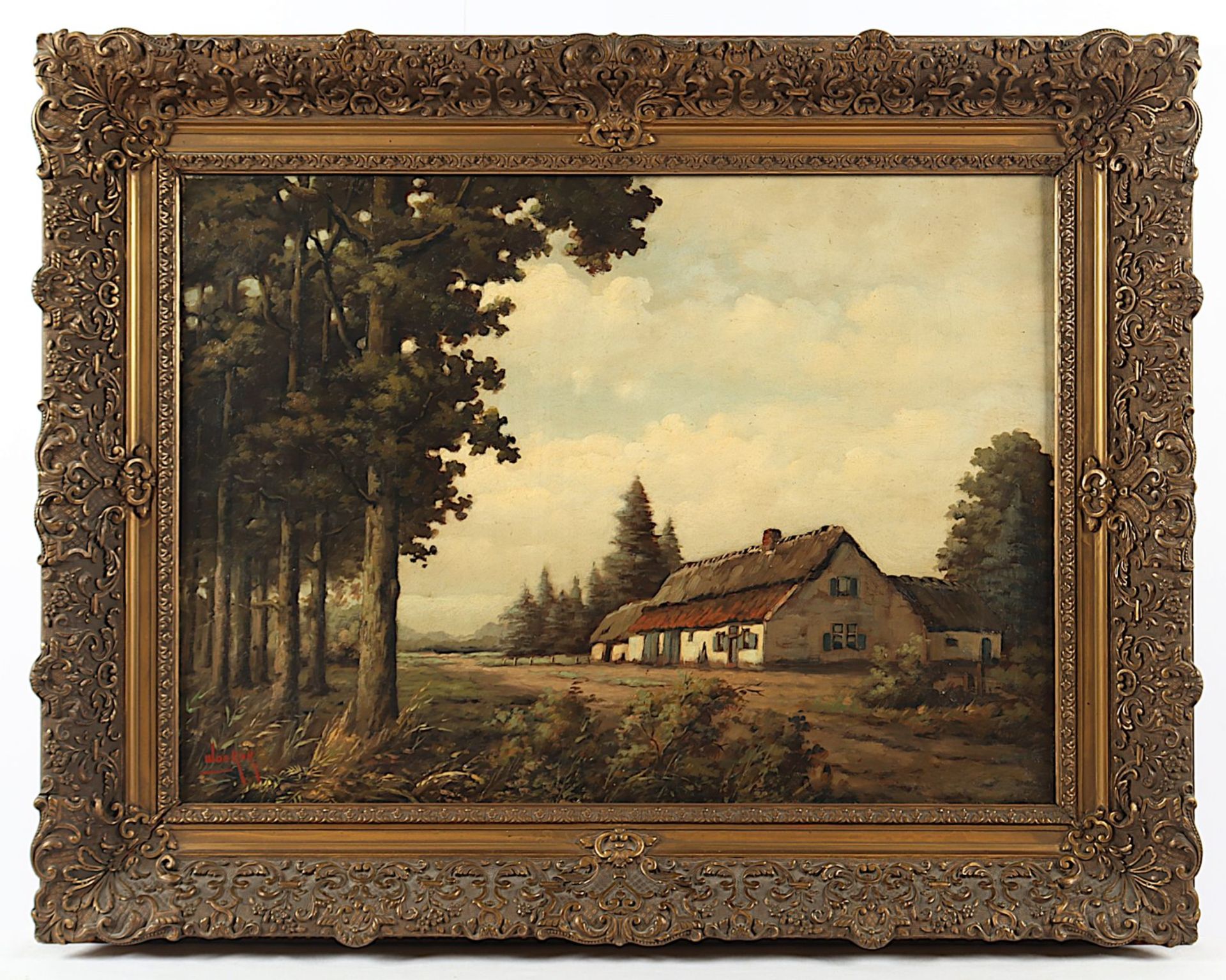 WOEKOK (Maler um 1900), "Landschaft mit Gehöft", R.