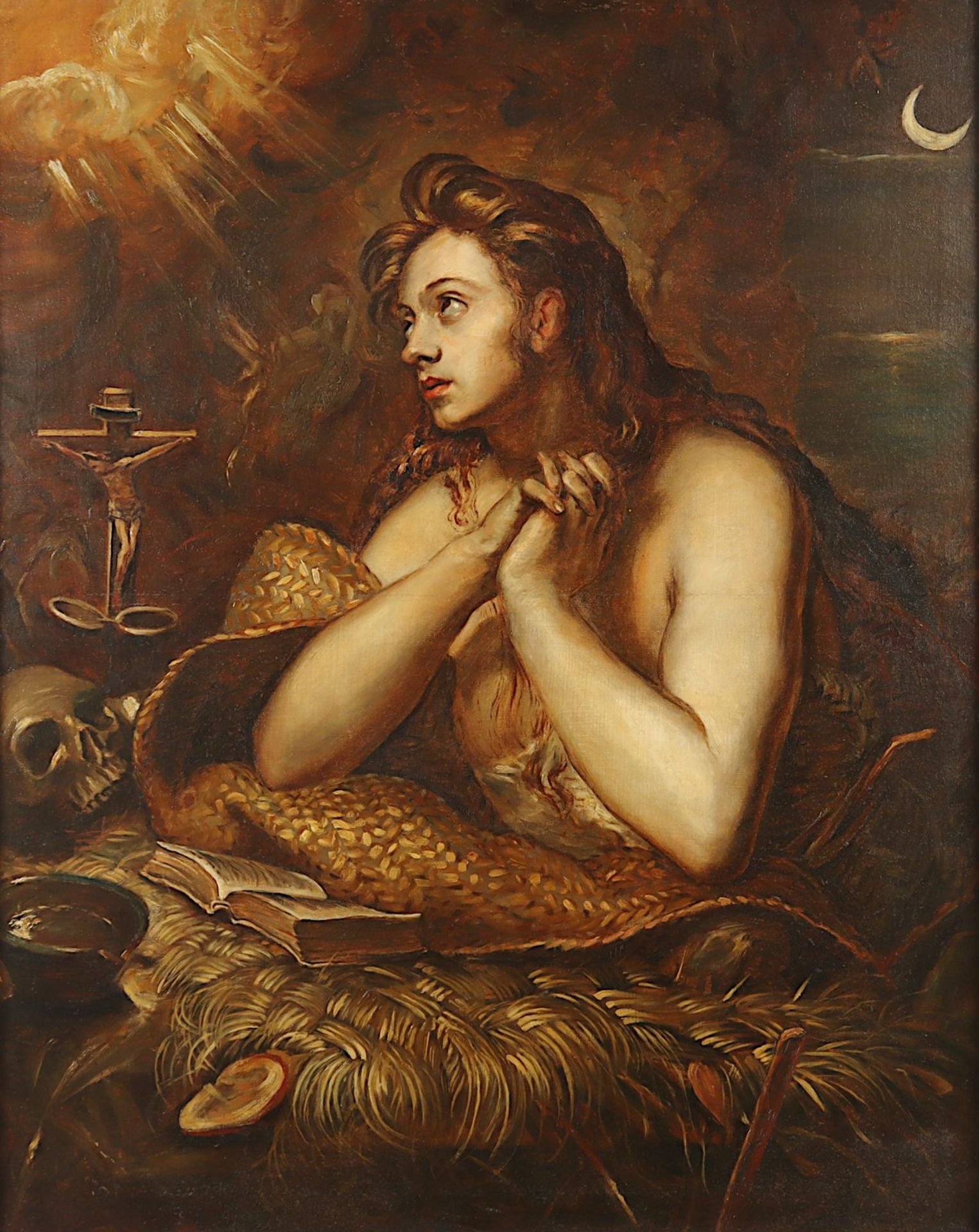 TINTORETTO, Domenico (1560-1635), Kopie A.20.Jh., "Büßende Maria Magdalena", R.