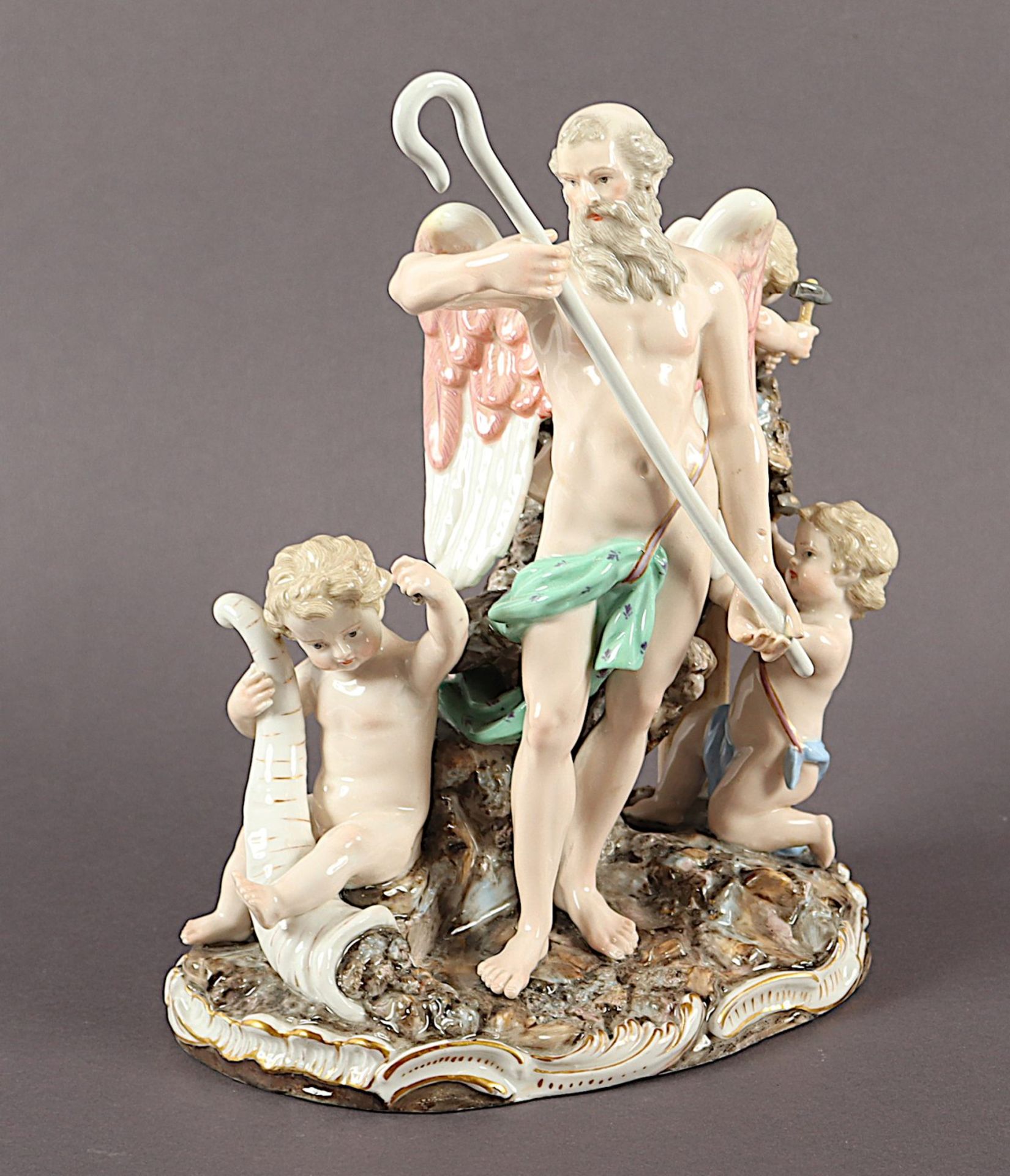 Allegorie "Saturn und drei Putten", Modell D 4, Michel Victor Acier, Meissen, 19.Jh. - Bild 2 aus 5