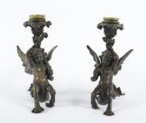 Paar figürliche Leuchter, Bronze, A. Pandiani, Mailand