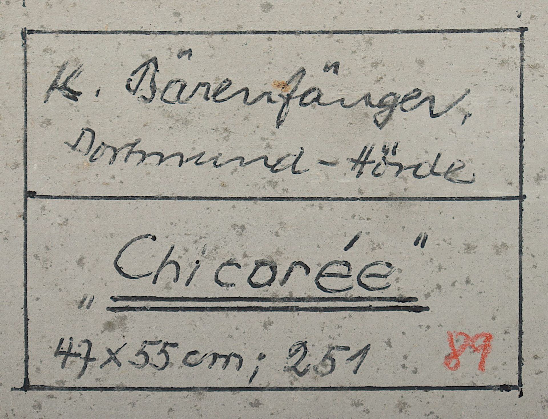 BÄRENFÄNGER, Karl (1888-1947), "Stilleben mit Chicorée", Öl/Malkarton, R. - Bild 4 aus 4