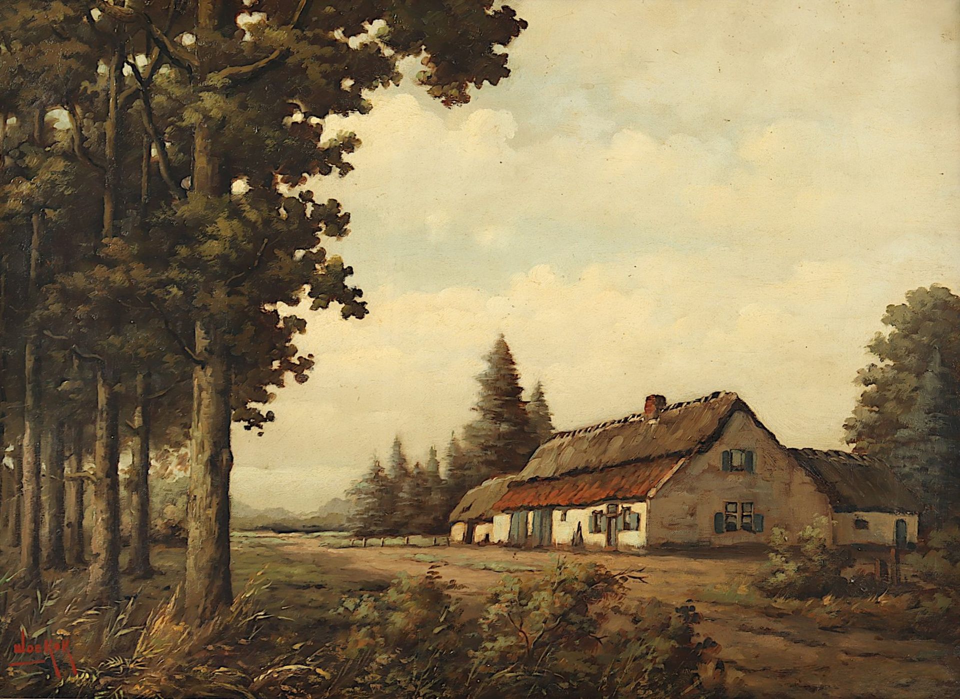 WOEKOK (Maler um 1900), "Landschaft mit Gehöft", R. - Bild 2 aus 4