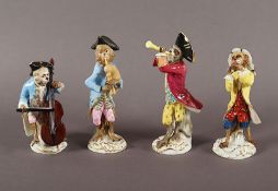 vier Figuren aus der Affenkapelle, J.J. Kaendler und Peter Reinicke, Meissen, E.19.Jh.