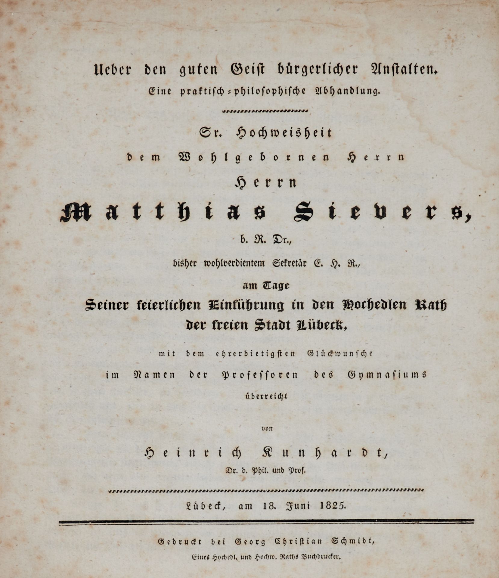 Lübeck - Unbekannter Druck - Kunhardt, H.,