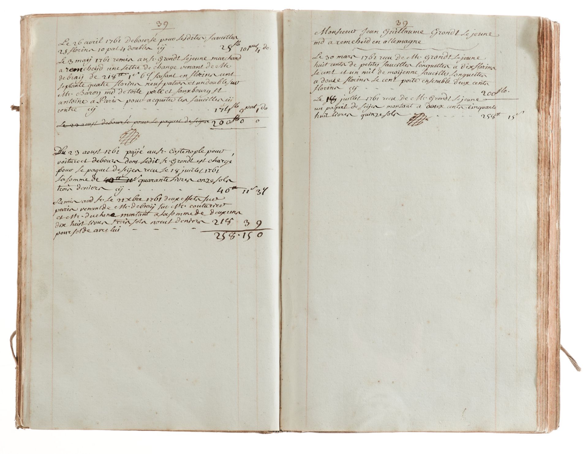 Rechnungsbuch - "Livre d'Achat commencé en 1761". - Bild 3 aus 3