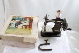 Antique German Child's Toy Sewing Machine in Box