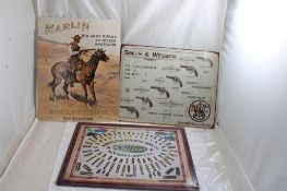 3 Metal Signs Smith & Wesson, Marlin & Winchester