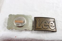2 Belt Buckles Nickel Silver & LEE JEANS