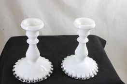 2 Fenton Silver Crest Folded Edge Candle Holders