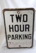 Steel Two Hour Parking Embossed Sign