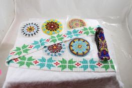 5 Seed Bead Medallions and 2 Straps