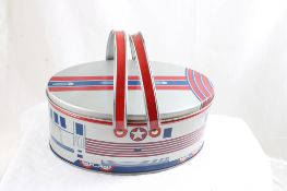 1930s Tin Zephyr Futuristic Oval Tin Lunchbox