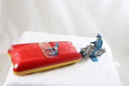 Vintage Automatic Toy Co. Motorcycle Cop/Car #345