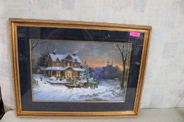 Geo. Kovach Framed Ltd Ed Print Winter Hayride