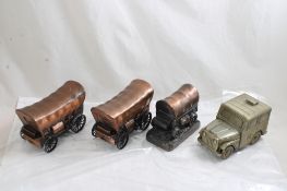4 Banthrico Covered Wagon & Jeep Banks