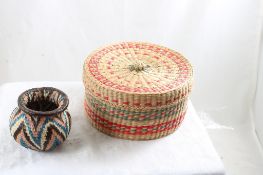 Native American Sweet Grass Basket & Panama Basket