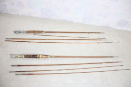 2 Bamboo Fly Fishing Rods Water Riffle & Unbranded