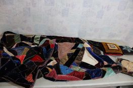 19th Century Hand Stitched Velveteen Crazy Quilt
