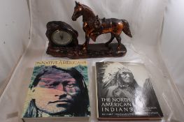Horse Mantle Clock, 2 Native American H/C Books
