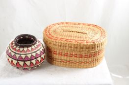 Native American Sweet Grass Basket & Wounan