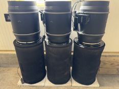 Lot of (5) Used AC Infinity Cloudline S12 12" Inline EC Duct Fan + 12" Carbon Filter Complete System