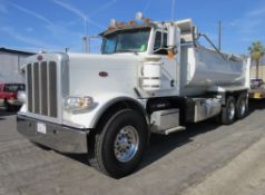 2017 PETERBUILT 389 HEAVY DUTY COMMERCIAL DUMP TRUCK, 15 TON LOAD CAP., CUMMINS ENGINE, 6 CYL. 14.