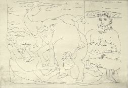 Ets "Le repos du sculpteur devant des chevaux et un taureau", Pablo Picasso