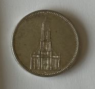 1934 GERMANY (THIRD REICH) 5 REICHSMARK SILVER COIN - W/ CERTIFICATE