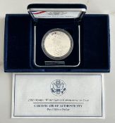 2002 USA OLYMPIC WINTER GAMES COMMEMORATIVE SILVER COIN