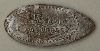 LAS VEGAS SOUVENIR ELONGATED COIN "WELCOME TO FABULOUS LAS VEGAS, NEVADA"