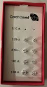 FOUR PAIR DIAMOND SIMULANT STUD EARRINGS SET - CARAT COUNT DISPLAY BOX (0.25CT TO 1.50CT)