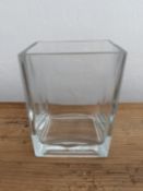 MODERN THICK-WALLED CUBE GLASS VASE OR CENTERPIECE DECOR 6X4 INCHES