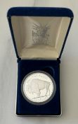 LIBERTY MINT 2 TROY OUNCE .999+ SILVER BUFFALO ROUND IN ORIGINAL BOX