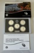 2017 UNITED STATES MINT AMERICA THE BEAUTIFUL QUARTERS SILVER PROOF SET