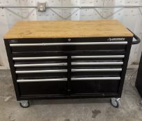 3ft tall, 46in long and 18in deep husky toolbox/workbench (all tools included)