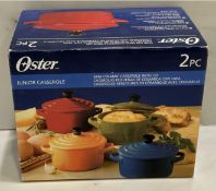 Oster Blue Junior 9oz Mini Ceramic Casserole with Lid - Oven to Table