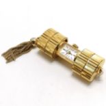 Bucherer gold tone mechanical pendant watch with tassel detail - 7cm closed & running at time of