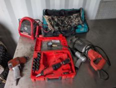Lot of Assorted Pneumatic Tools, Incl. Air Hammer, Air Ratchet & Electric Sawzall