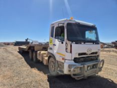 2013 UD QUON DOUBLE AXLE HORSE WITH QUAD AXLE LOWBED TRAILER