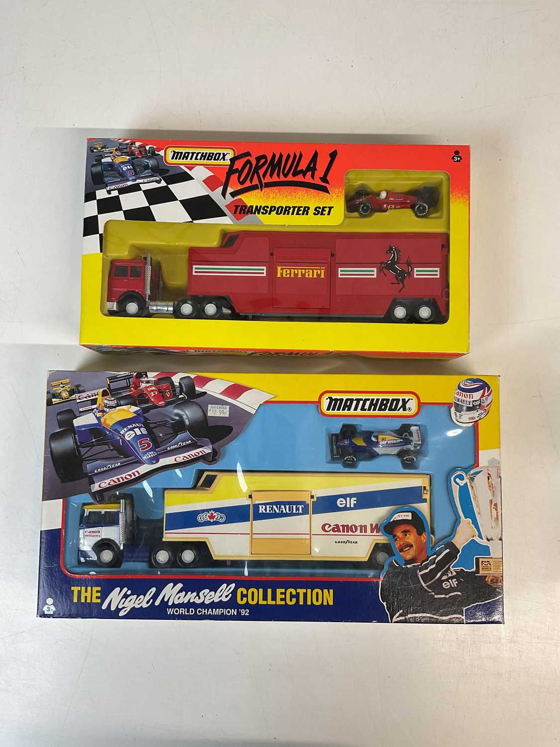 MATCHBOX SUPERKINGS; two Iveco race car transports in the Ferrari and ...