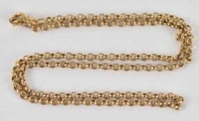 A 9ct yellow gold ring link chain, with ring clasp, length 44cm, approx 3.61g.