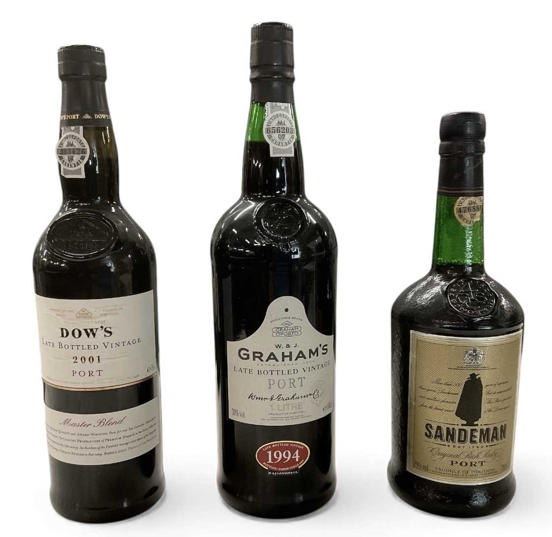 PORT; three bottles of Port comprising W & J Graham's late bottled vintage Port, 1994, 20%, 100cl, a