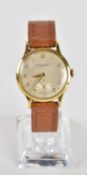 INTERNATIONAL WATCH CO; a good gentleman's 18ct yellow gold wristwatch, the silvered dial set with